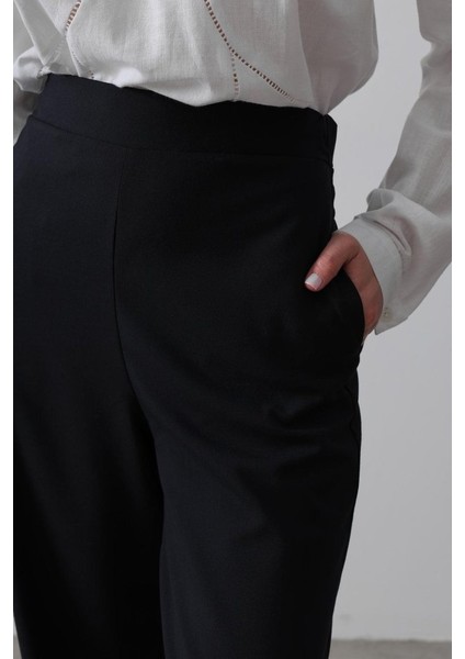 Beli Yarım Lastikli Palazzo Pantolon - Lacivert fırsatları