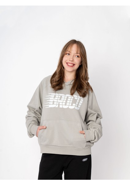Unisex Oversize Kapüşonlu Baskılı Logo Sweatshirt
