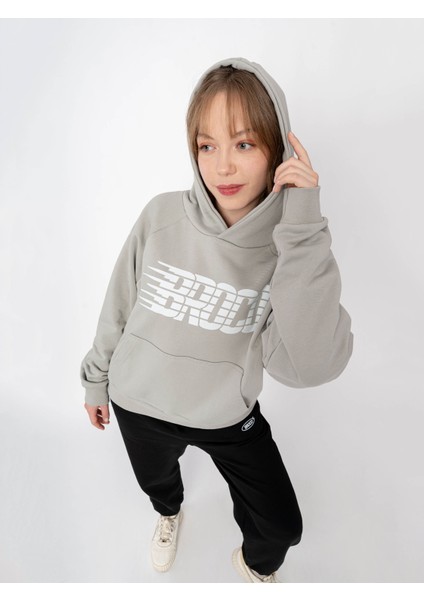Unisex Oversize Kapüşonlu Baskılı Logo Sweatshirt fırsatları