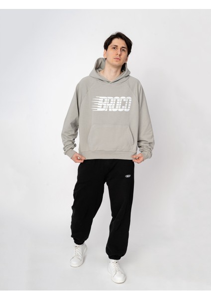 Unisex Oversize Kapüşonlu Baskılı Logo Sweatshirt