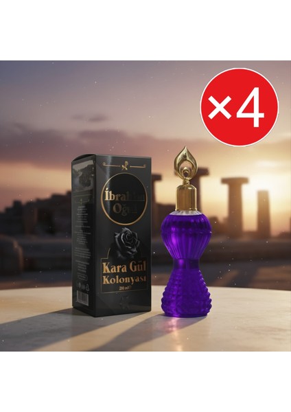 Karagül Kolonyası 200 ml Kristal Şişe 4 Adet – Doğal Gül Aroması