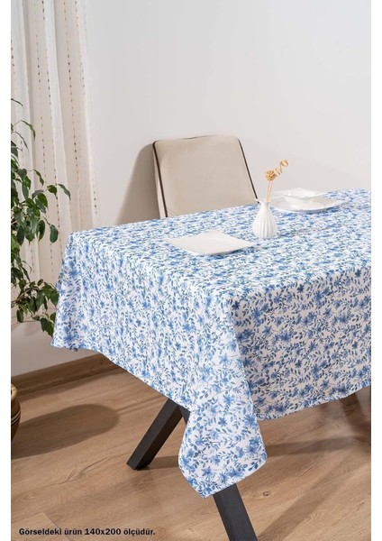 Mavi Çiçekli Masa Örtüsü, Sofra Bezi, Piknik Örtüsü Mavi 140 x 200 RIVA00112-R0023