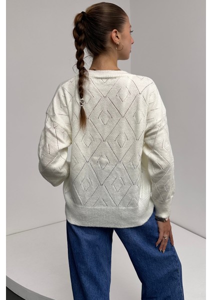 Bisiklet Yaka Baklava Desenli Triko Kazak fırsatları