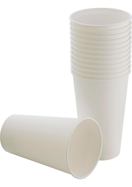 50 Adet Parti Bardağı, Beyaz Tek Kullanımlık Karton 16 Oz, Büyük Kağıt 400 Ml, Parti Ihtiyaçları, Çocuk Partisi, ve Soğuk Içecekler, Çay, Kahve, Meyve Suyu