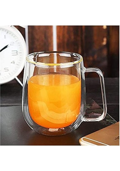 Çift Cidarlı Seti, 2 Adet Çift Duvarlı Kulplu Kahve Bardağı, 250 ml Kahve Fincanı, Cam, Cappuccino,, Çay, Dondurma, Için fiyatları