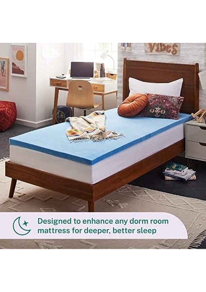 5,08 cm Jel Hafızalı Köpük Yatak Üstü Çift Xl, Abd&apos;de Üretilmiştir 5 Yıl, Beyaz modelleri