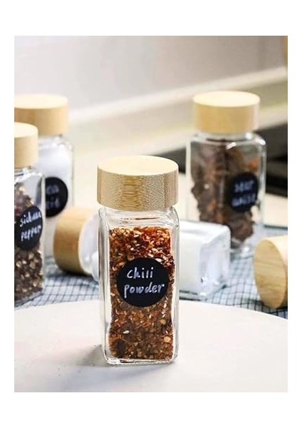 2&apos;li Cam Tuzluk ve Karabiberlik Seti Bambu Kapaklı Şık Takımı modelleri