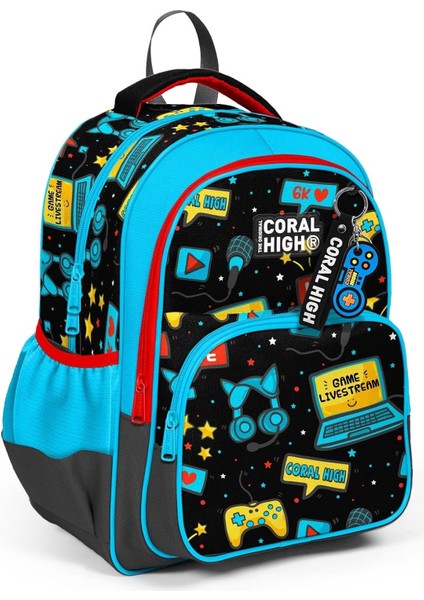Siyah Mavi Gamer Ilkokul ve Günlük Sırt Çantası - Erkek Çocuk