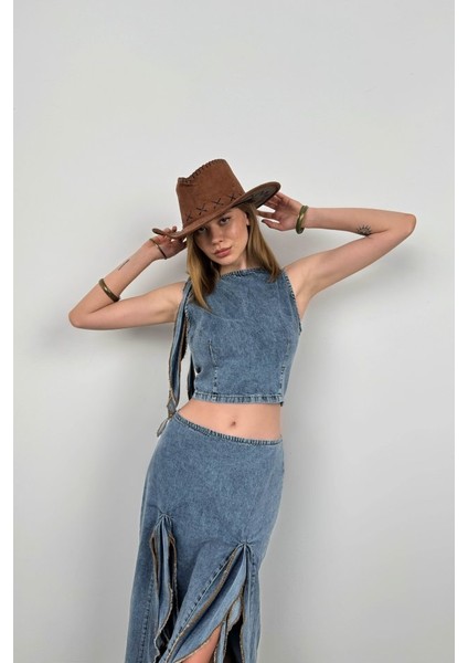 Fırfır Detay Denim Bluz fiyatları