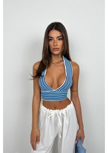 Çizgili Boyun Bağlamalı Crop fırsatları
