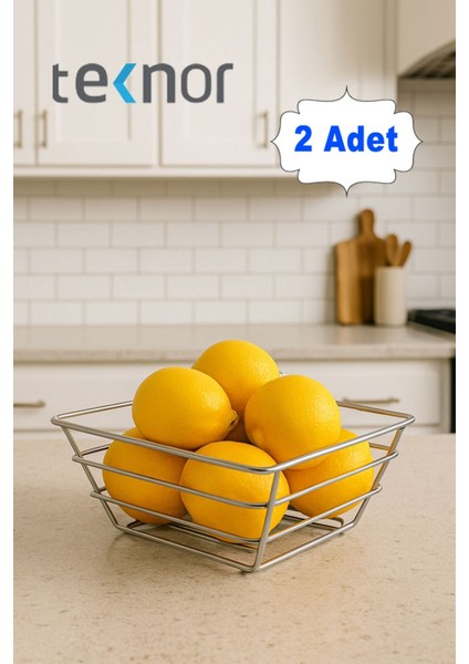 2'li Üçgen Sepet, Meyve Sepeti, Ekmek Sepeti, Modern Tel Sepet