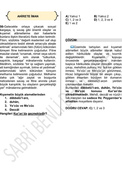 2026 DHBT Lisans, Önlisans, Lise Eş Şerh Vel Haşiye, Sabri Benli, İzahatlı, Örnek Sorulu Tamamı Detaylı Çözümlü Özel Soru Bankası 1500 Sorulu 3 Kitap Toplam 1.196 Sayfa