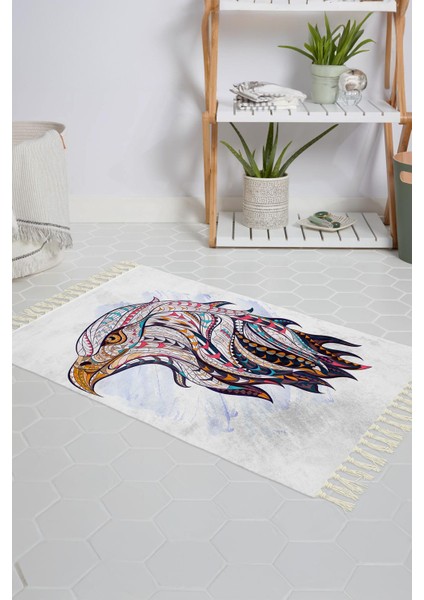 Banyo Halısı Dijital Baskılı Banyo Paspası 50X80 Polyester Kaymaz Tabanlı Duş Paspası Eagle