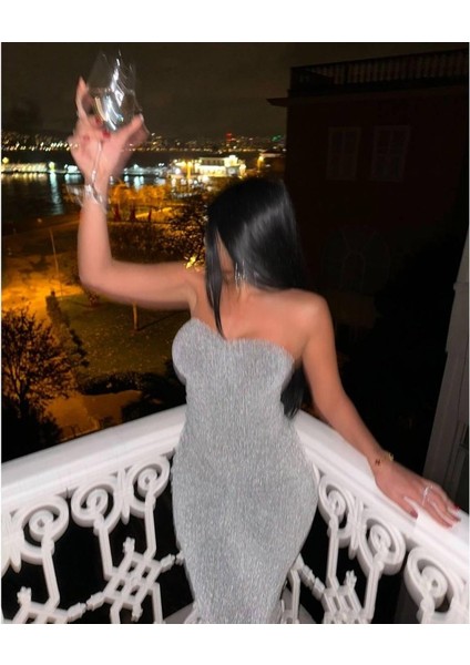 Straplez Simli Uzun Elbise modelleri