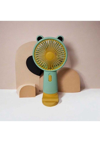 Taşınabilir Fan + Telefon Standlı | USB El Tipi Mini Fan | Sevimli Fan Cep Telefonu Standart Tutucu