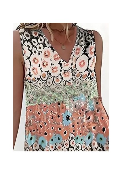 Buğrahayalin Kadın Kolsuz V Yaka Çiçek Desenli Süprem Elbise fiyatları