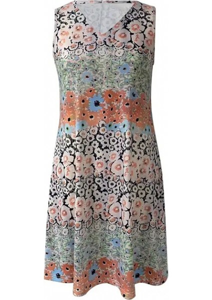 Buğrahayalin Kadın Kolsuz V Yaka Çiçek Desenli Süprem Elbise indirimleri