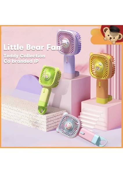 Oyuncak Ayı Koleksiyonu Karikatür Mini Fan USB Şarj Edilebilir Taşınabilir El Fanı (800MAH)(YEŞİL)