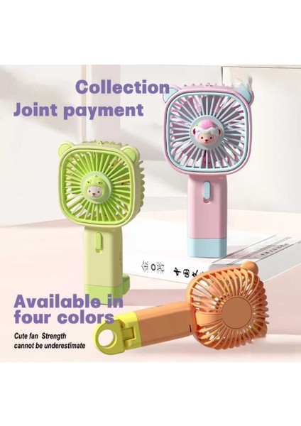 Oyuncak Ayı Koleksiyonu Karikatür Mini Fan USB Şarj Edilebilir Taşınabilir El Fanı (800MAH)(YEŞİL) modelleri