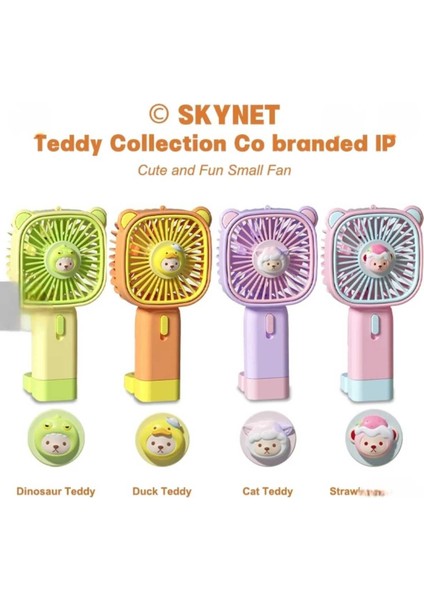 Oyuncak Ayı Koleksiyonu Karikatür Mini Fan USB Şarj Edilebilir Taşınabilir El Fanı (800MAH)(YEŞİL) indirimleri