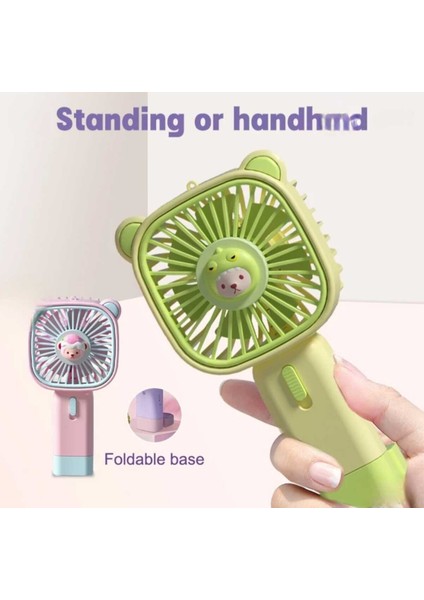 Oyuncak Ayı Koleksiyonu Karikatür Mini Fan USB Şarj Edilebilir Taşınabilir El Fanı (800MAH)(YEŞİL)