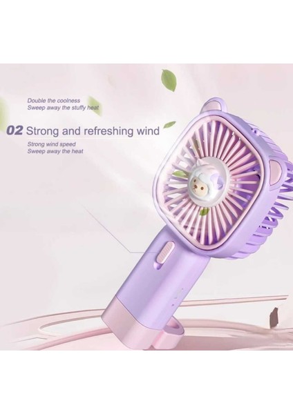 Oyuncak Ayı Koleksiyonu Karikatür Mini Fan USB Şarj Edilebilir Taşınabilir El Fanı (800MAH)(YEŞİL)