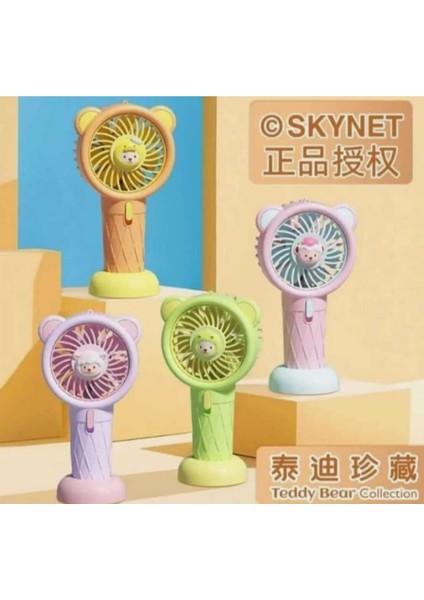 Teddy Koleksiyonu Taşınabilir Fan Soğutucu Mini El Tipi Hız Kademeli USB Şarjlı Çocuk-Yetişkin