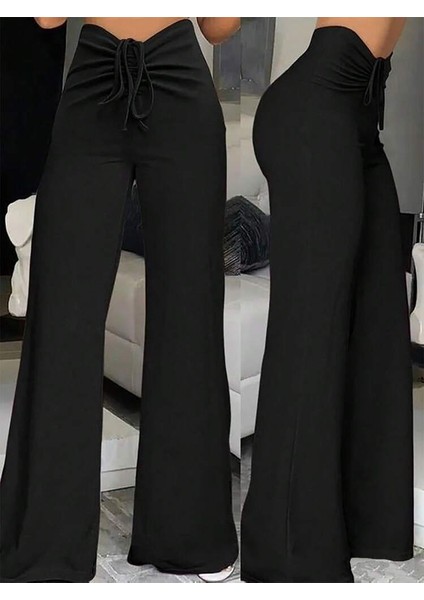 Buğrahayalin Kadın Yüksek Bel Önden Büzgülü Ispanyol Ithal Krep Pantolon