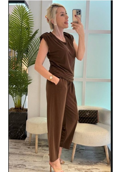 Kadın Vatkalı Düşük Kol Rahat Kesim Ikili Takım