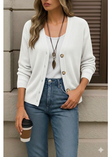 Düğme Detay Triko Bluz