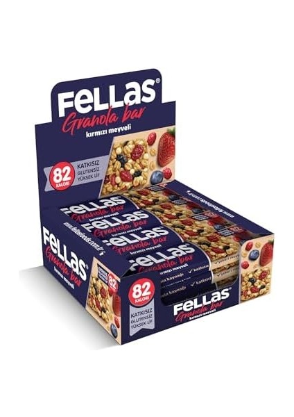 Fellas Granola Bar Kırmızı Meyveli, 23 Gram, 12 Adet