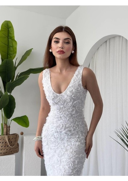Kren Gül Detaylı Elbise