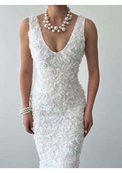 Kren Gül Detaylı Elbise