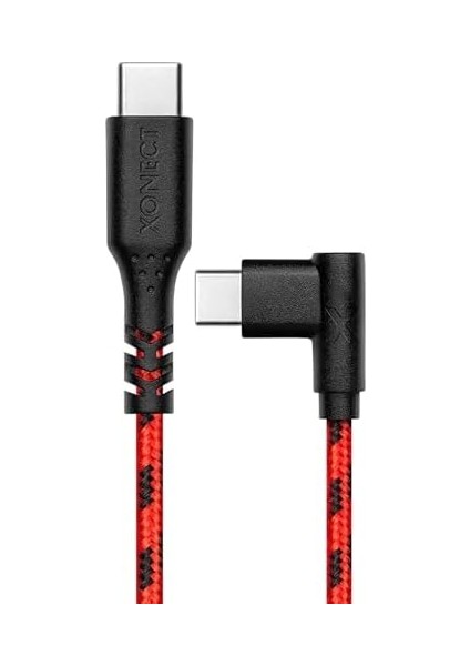 Type-C To Type-C ile Uyumlu ve ile Uyumlu Hızlı Şarj ve Data Kablosu 200 cm L Tipi Gaming Hasır Örgülü (Kırmızı) fiyatları