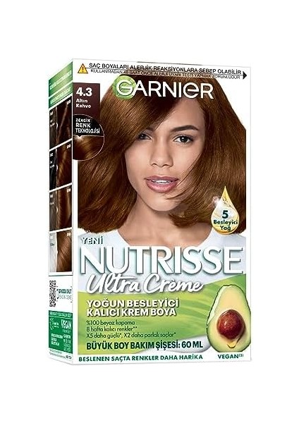 Garnier Nutrisse Yoğun Besleyici Kalıcı Krem Saç Boyası 4.3 Altın Kahve fiyatları