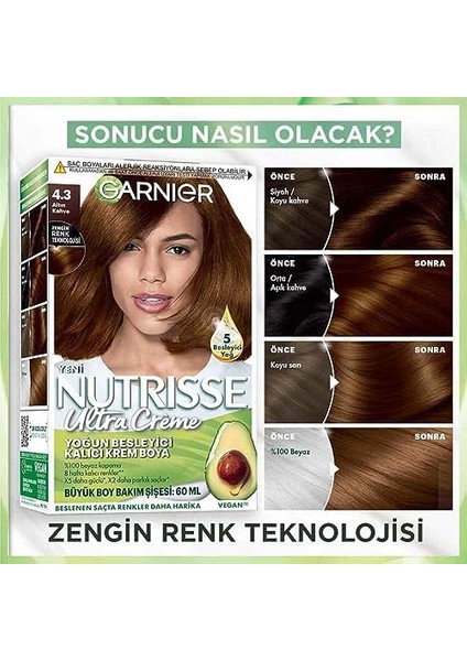 Garnier Nutrisse Yoğun Besleyici Kalıcı Krem Saç Boyası 4.3 Altın Kahve modelleri