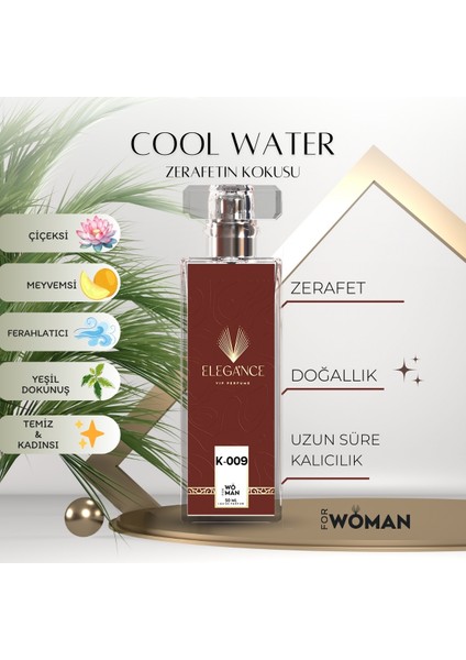 Cool Water Edp 50 ml – Ferah, Su Notalı ve Fresh Kadın Parfümü (K-009)