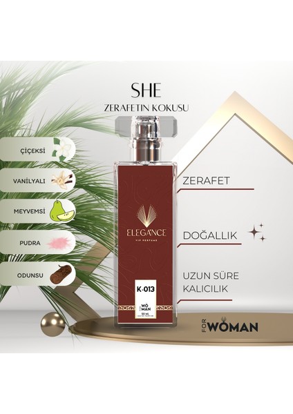She 50 ml – Romantik Çiçeksi Zarafetle Feminen Kadın Parfümü (K-013)
