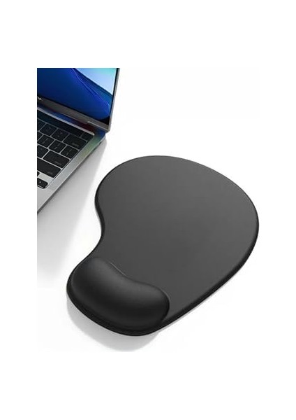 Bilek Destekli Ergonomik Kaymaz Taban Mouse Pad, Masa Pedi Siyah