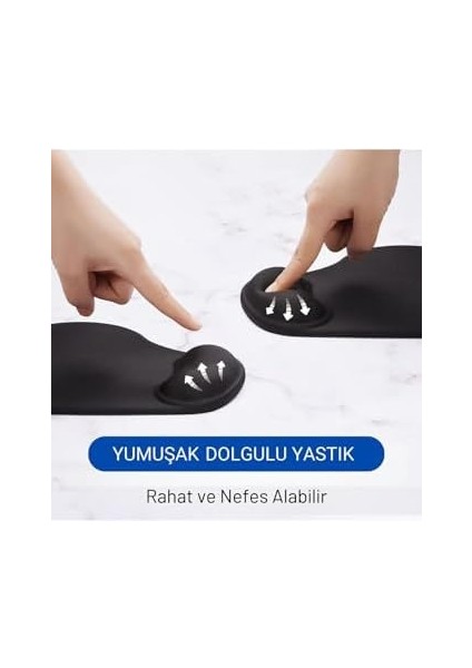 Bilek Destekli Ergonomik Kaymaz Taban Mouse Pad, Masa Pedi Siyah modelleri