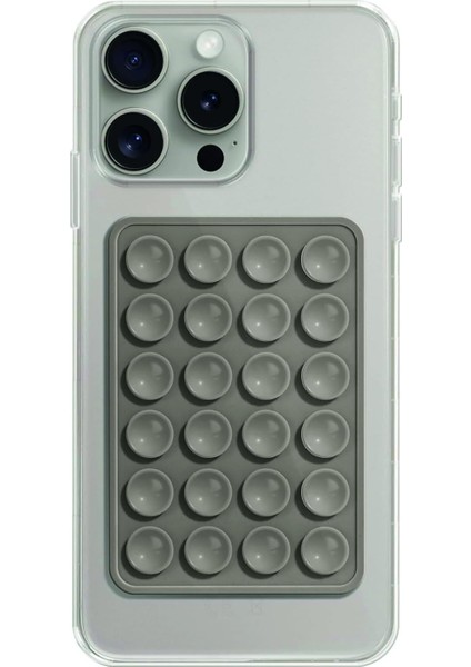 Silikon Vantuzlu Telefon Tutucu, Ahtapot Vakumlu Tasarım, Telefon Arkası Kılıf Tutucu, Araç ve Masa Üstü Kullanım, Tüm Cep Telefonu Modellerine Uygun (Titanium)