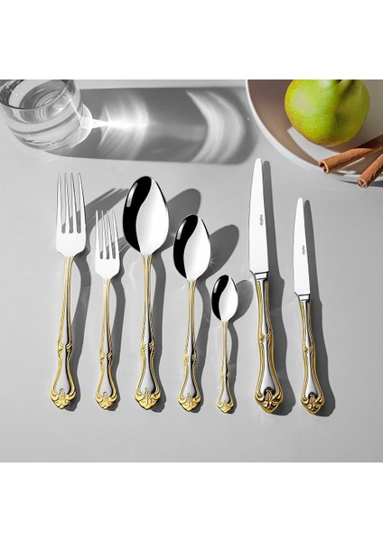 Nehir Lalezar Altın 12 Kişilik 89 Parça Kutulu Çatal Kaşık Bıçak Takımı