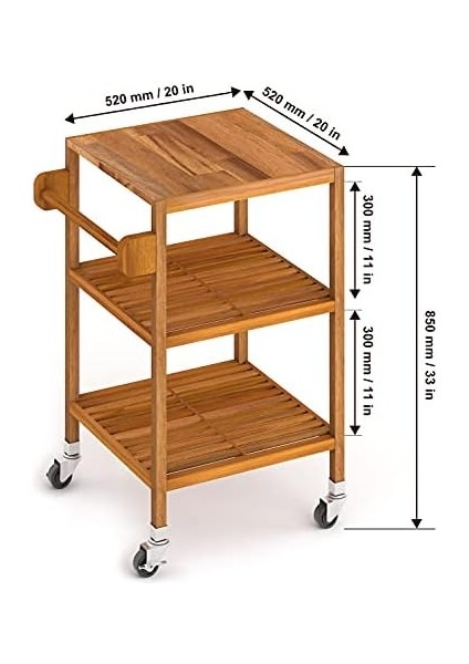 Masif Akasya,holger Mutfak Servis ARABASI,520X520X850 Mm,altın Tik modelleri