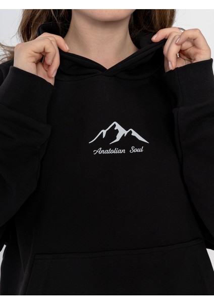 Unisex Oversize Kapüşonlu Baskılı Anatolian Soul Sweatshirt fırsatları