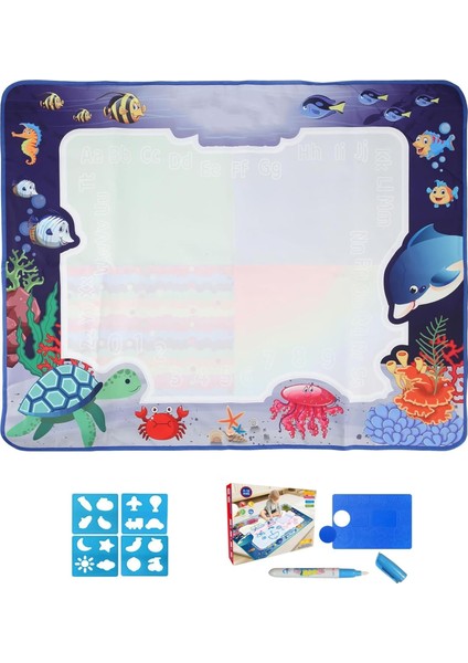 Halısı, Hayvanlar Temalı,su Ile 10 Dakika Sonra Tertemiz, Renkli Resim Kitabı Hediyeli, Geometrik Baskı ve Çizim Hediye, Su Içinde Hediye (Deniz Canlıları)