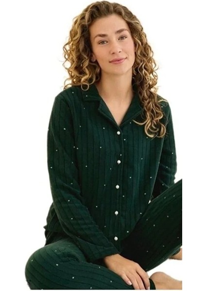 Serel Collection Kadın Pijama Takımı Sıcak Tutan Yumuşak Dokulu Uzun Kollu Konfor