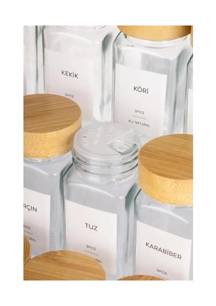 4&apos;lü Cam Baharatlık Seti, Bambu Kapaklı ve Standlı, Mutfak Organizatörü, Baharat Saklama Kabı fiyatları