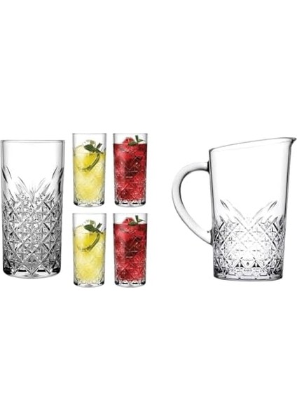 Timeless Meşrubat Bardağı, 4&apos;lü, Nocolor ve Timeless Sürahi, 1440 cc