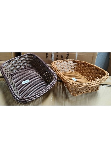 Rattan Desenli Hasır Kahvaltı Ekmek Sunum Sepeti - Dekoratif Organizer