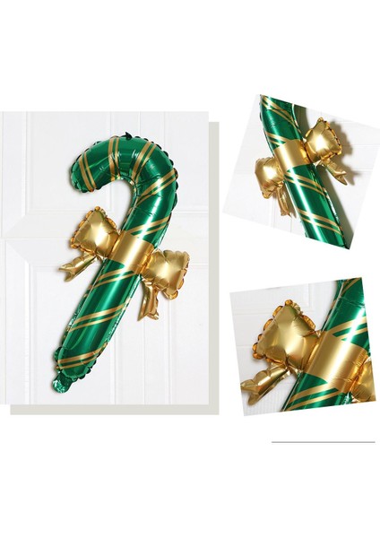 Yılbaşı Fiyonklu Baston Kamış Şeker Folyo Balon 65-37 cm Yeşil fiyatları